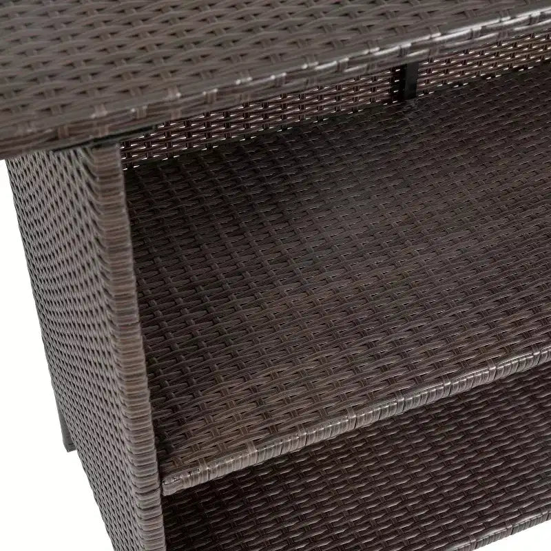 Tavolo da Bar Flash Furniture Marco per Interni/Esterni in Rattan Intrecciato con 2 Ripiani