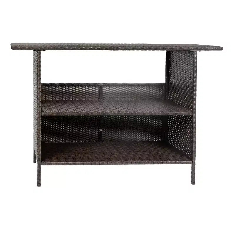 Tavolo da Bar Flash Furniture Marco per Interni/Esterni in Rattan Intrecciato con 2 Ripiani