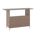 Flash Furniture Marco Indoor/Outdoor Patio Wicker Rattan Bar Counter Table with 2 Shelves