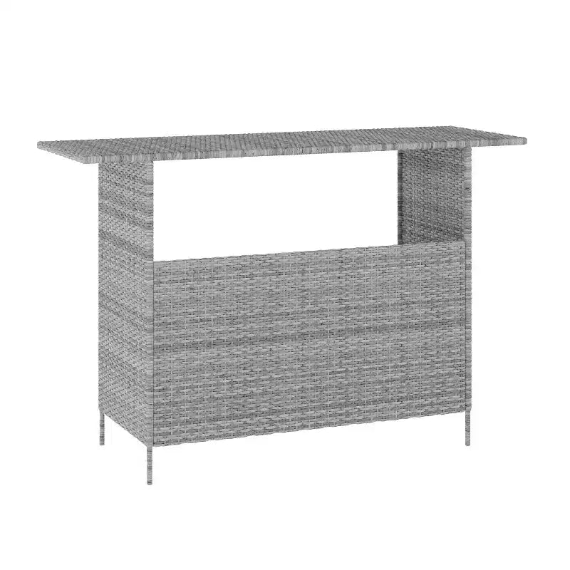 Tavolo da Bar Flash Furniture Marco per Interni/Esterni in Rattan Intrecciato con 2 Ripiani