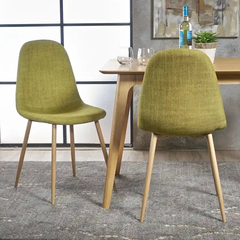 Sedia da pranzo in tessuto Mid-Century Verde / Grigio / Blu, set da 2