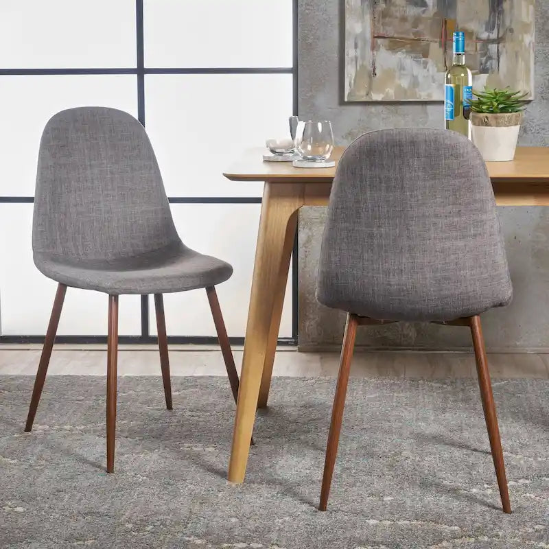Sedia da pranzo in tessuto Mid-Century Verde / Grigio / Blu, set da 2