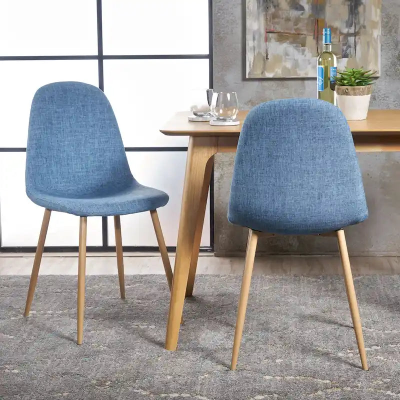 Sedia da pranzo in tessuto Mid-Century Verde / Grigio / Blu, set da 2