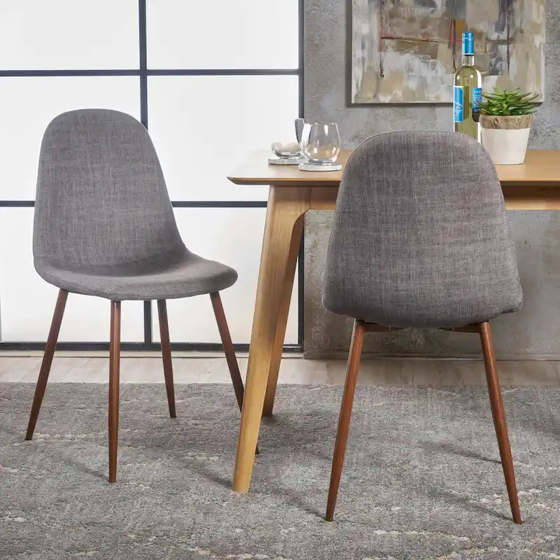 Sedia da pranzo in tessuto Mid-Century Verde / Grigio / Blu, set da 2