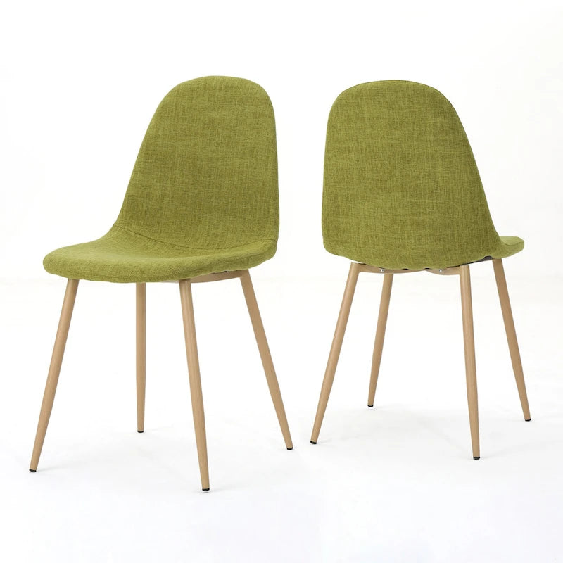 Sedia da pranzo in tessuto Mid-Century Verde / Grigio / Blu, set da 2