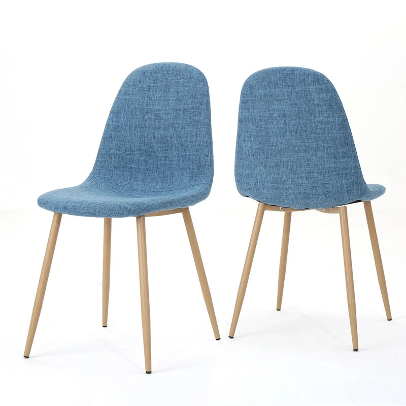 Sedia da pranzo in tessuto Mid-Century Verde / Grigio / Blu, set da 2