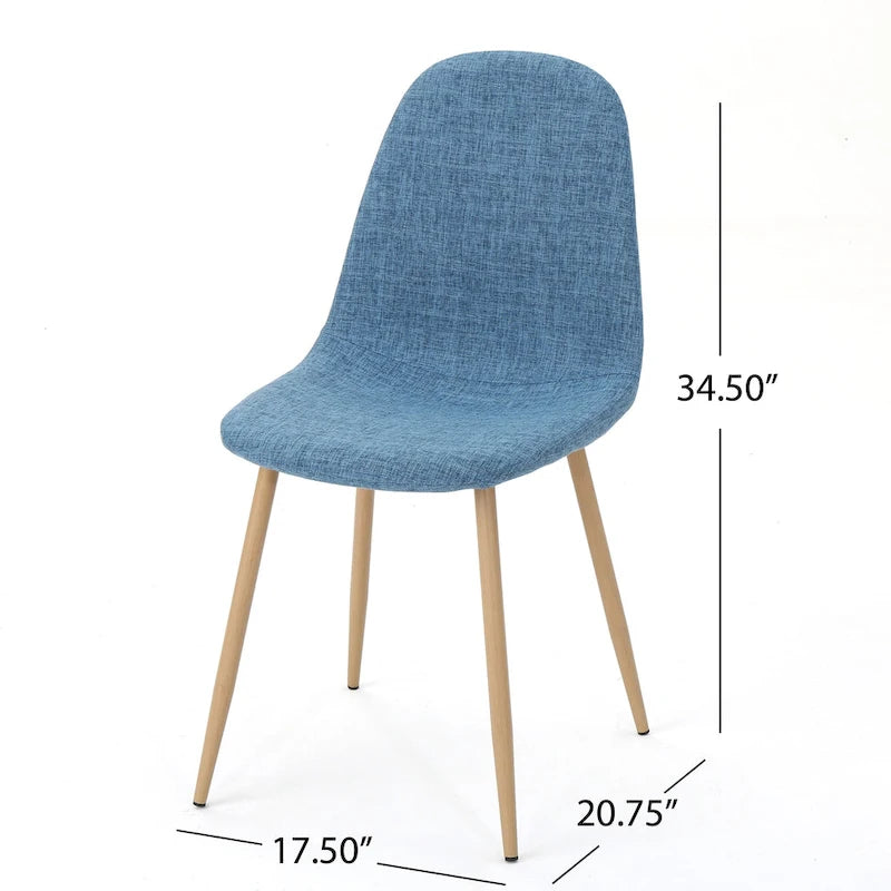 Sedia da pranzo in tessuto Mid-Century Verde / Grigio / Blu, set da 2