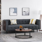 Divano a 3 posti trapuntato bicolore — Blu navy / Antracite / Beige + Marrone