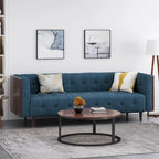 Divano a 3 posti trapuntato bicolore — Blu navy / Antracite / Beige + Marrone