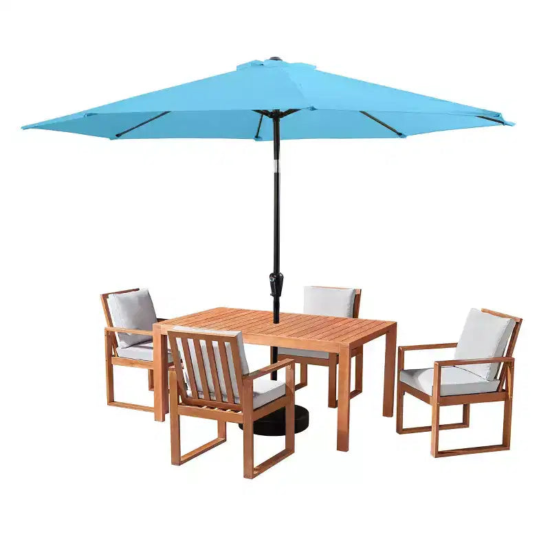 Set da pranzo da esterno Alaterre Furniture 6 pz, tavolo Weston con ombrellone automatico inclinabile da 3 metri