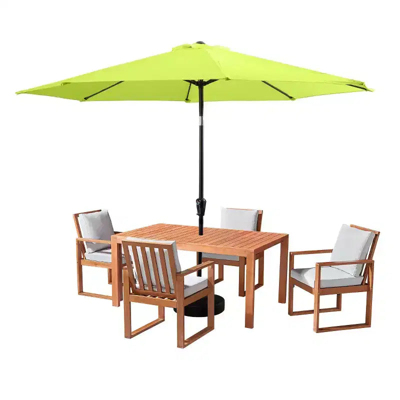 Set da pranzo da esterno Alaterre Furniture 6 pz, tavolo Weston con ombrellone automatico inclinabile da 3 metri