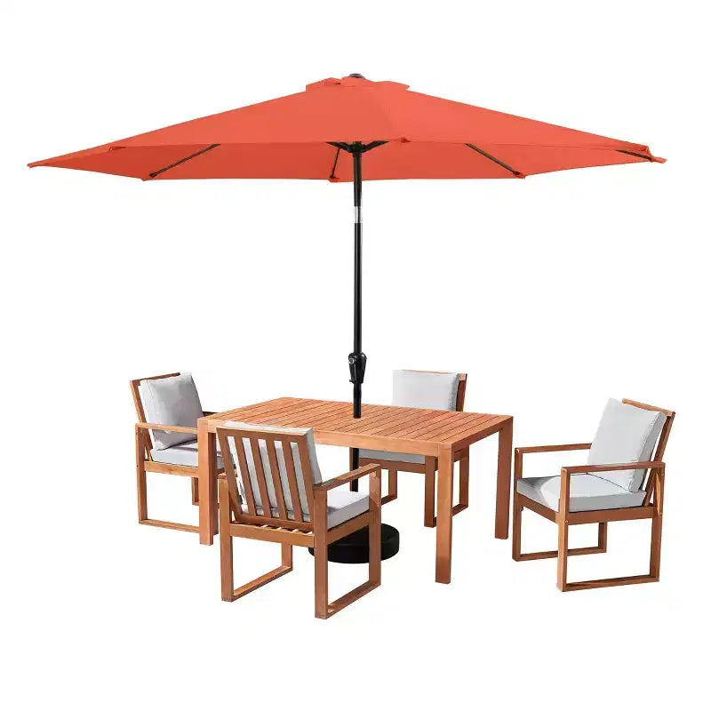 Set da pranzo da esterno Alaterre Furniture 6 pz, tavolo Weston con ombrellone automatico inclinabile da 3 metri