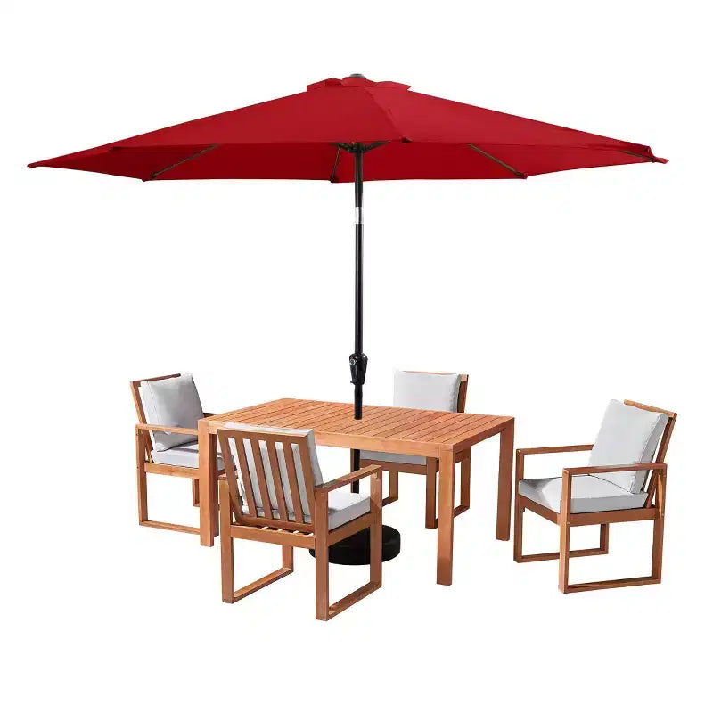 Set da pranzo da esterno Alaterre Furniture 6 pz, tavolo Weston con ombrellone automatico inclinabile da 3 metri