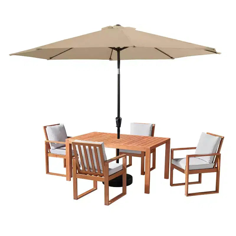 Set da pranzo da esterno Alaterre Furniture 6 pz, tavolo Weston con ombrellone automatico inclinabile da 3 metri