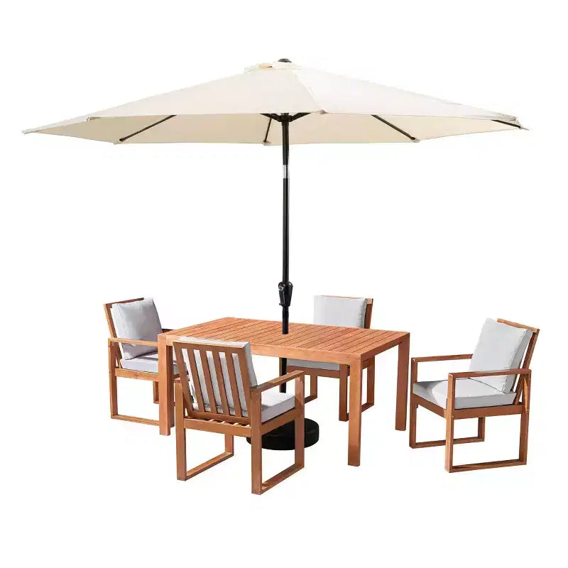 Set da pranzo da esterno Alaterre Furniture 6 pz, tavolo Weston con ombrellone automatico inclinabile da 3 metri