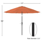 Set da pranzo da esterno 8 pezzi Alaterre Furniture, tavolo Weston con ombrellone a palo decentrato da 3 metri e sistema di inclinazione automatico