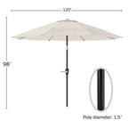 Set da pranzo da esterno 8 pezzi Alaterre Furniture, tavolo Weston con ombrellone a palo decentrato da 3 metri e sistema di inclinazione automatico