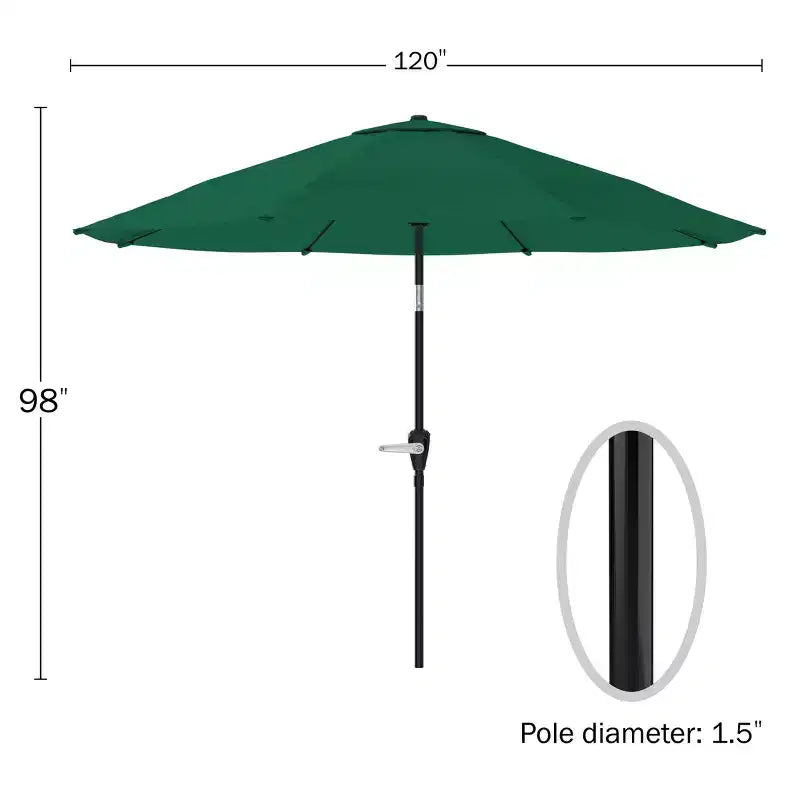 Set da pranzo da esterno 8 pezzi Alaterre Furniture, tavolo Weston con ombrellone a palo decentrato da 3 metri e sistema di inclinazione automatico