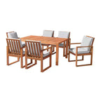 Set da pranzo da esterno Alaterre Furniture 8 pz, tavolo Weston con ombrellone rettangolare da 3 m