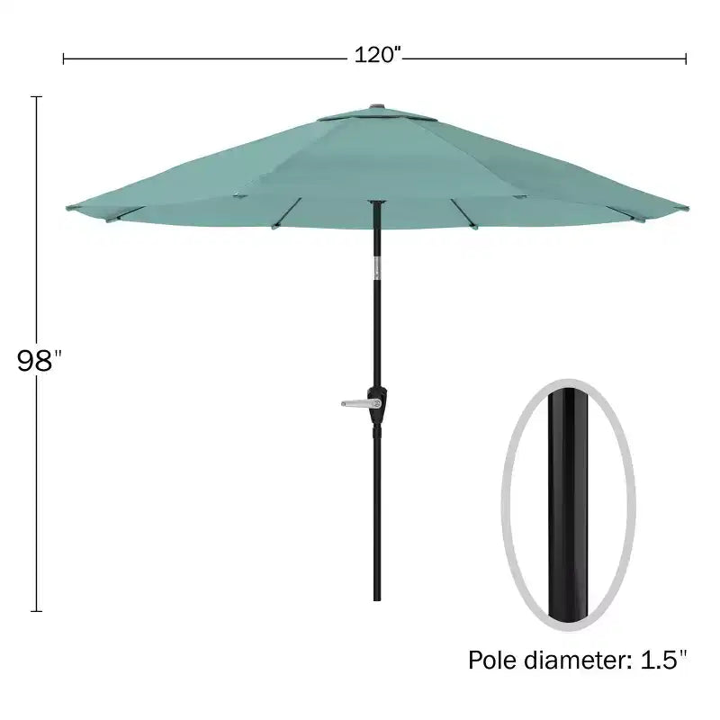 Set da pranzo da esterno Alaterre Furniture 6 pz, tavolo Okemo con ombrellone a inclinazione automatica da 3 m