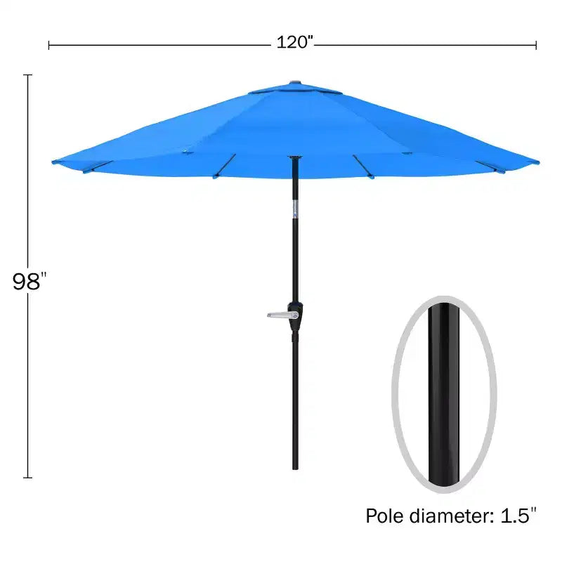 Set da pranzo da esterno Alaterre Furniture 6 pz, tavolo Okemo con ombrellone a inclinazione automatica da 3 m