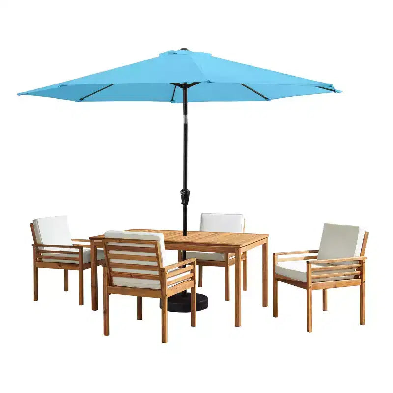 Set da pranzo da esterno Alaterre Furniture 6 pz, tavolo Okemo con ombrellone a inclinazione automatica da 3 m