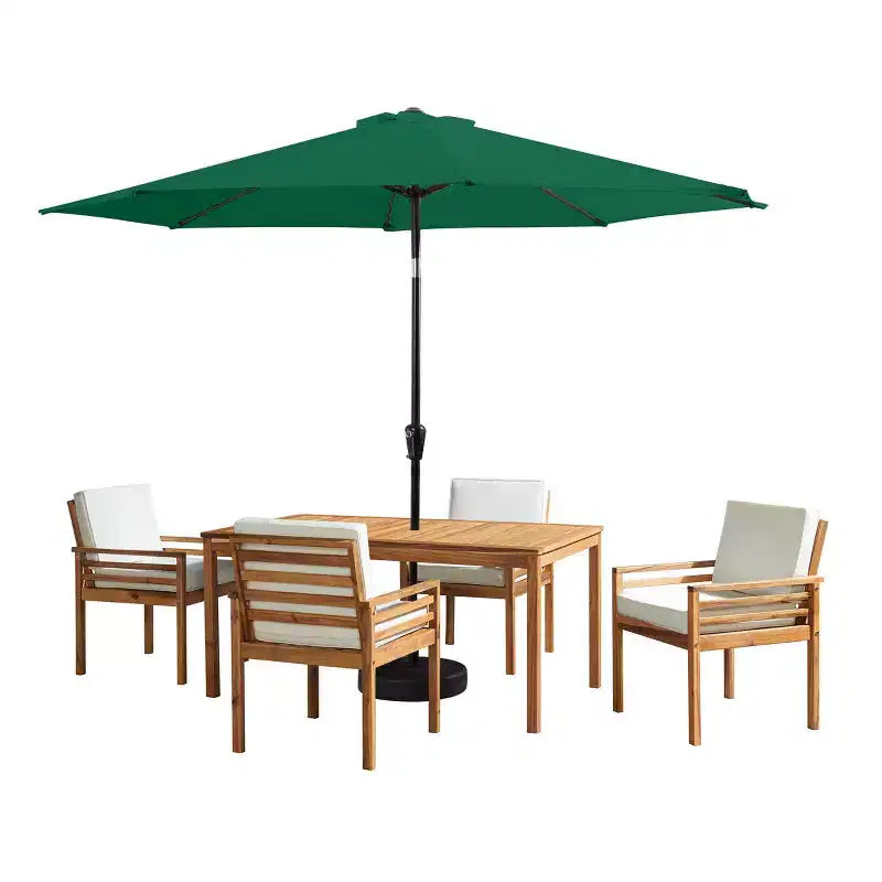 Set da pranzo da esterno Alaterre Furniture 6 pz, tavolo Okemo con ombrellone a inclinazione automatica da 3 m