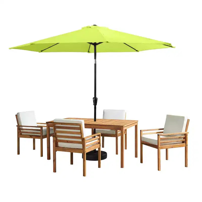 Set da pranzo da esterno Alaterre Furniture 6 pz, tavolo Okemo con ombrellone a inclinazione automatica da 3 m