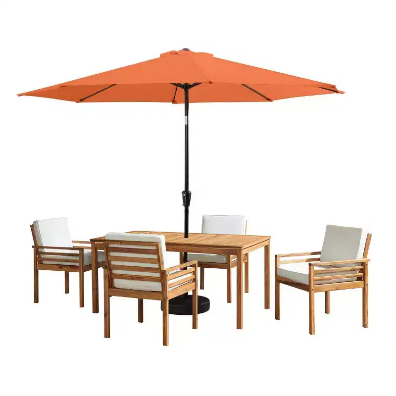Set da pranzo da esterno Alaterre Furniture 6 pz, tavolo Okemo con ombrellone a inclinazione automatica da 3 m