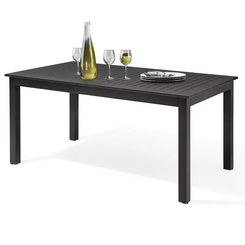 Crestlive Products Patio Tavolo da Pranzo Estensibile in Alluminio per Esterni da 6-8 Posti, Giardino Prato Portico Bistrot, Tavolo Rettangolare Nero