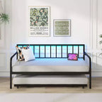 Struttura letto a giorno singola regolabile Costway con stazione di ricarica e luci LED