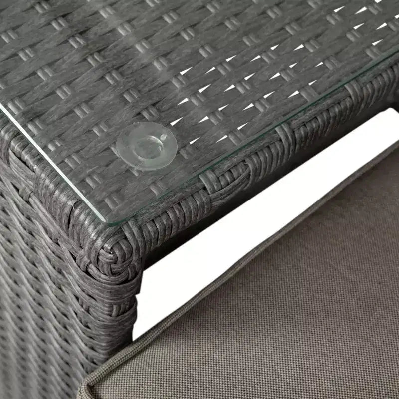 Divanetto modulare da interni/esterni Emma e Oliver con pouf e tavolino con ripiano in vetro