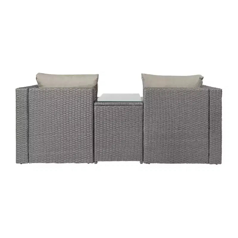 Divanetto modulare da interni/esterni Emma e Oliver con pouf e tavolino con ripiano in vetro