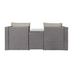 Divanetto modulare da interni/esterni Emma e Oliver con pouf e tavolino con ripiano in vetro