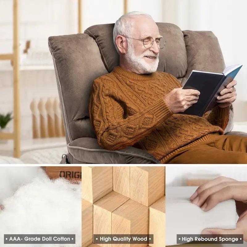 Poltrona reclinabile elettrica a doppio motore Marrone/Giallo/Nero con massaggio e riscaldamento, reclinazione a 180°, per 1 persona