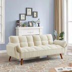 Divano letto futon in velluto verde / grigio chiaro / giallo / grigio scuro / beige, schienale regolabile, 2 posti