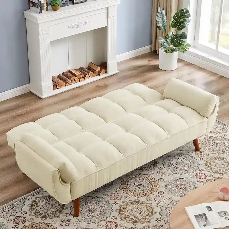 Divano letto futon in velluto verde / grigio chiaro / giallo / grigio scuro / beige, schienale regolabile, 2 posti
