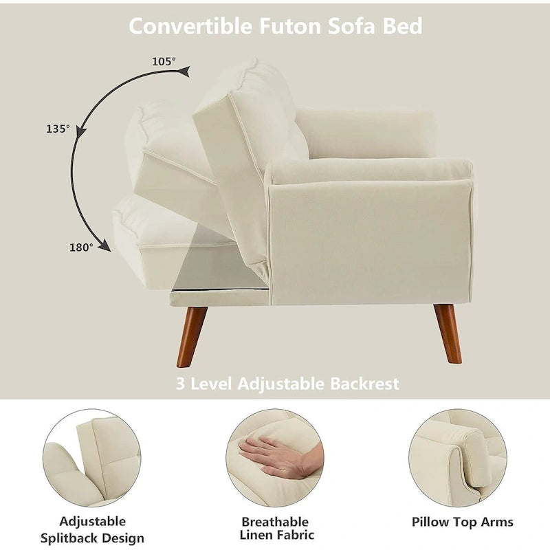 Divano letto futon in velluto verde / grigio chiaro / giallo / grigio scuro / beige, schienale regolabile, 2 posti