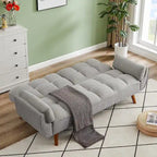 Divano letto futon in velluto verde / grigio chiaro / giallo / grigio scuro / beige, schienale regolabile, 2 posti