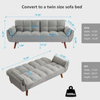 Divano letto futon in velluto verde / grigio chiaro / giallo / grigio scuro / beige, schienale regolabile, 2 posti