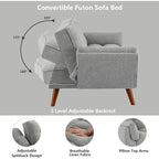 Divano letto futon in velluto verde / grigio chiaro / giallo / grigio scuro / beige, schienale regolabile, 2 posti