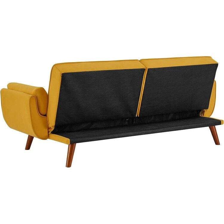 Divano letto futon in velluto verde / grigio chiaro / giallo / grigio scuro / beige, schienale regolabile, 2 posti