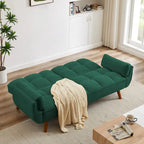 Divano letto futon in velluto verde / grigio chiaro / giallo / grigio scuro / beige, schienale regolabile, 2 posti