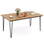 Tavolo da pranzo da esterno Costway da 160 cm per 6 persone con piano in legno di acacia e gambe in metallo