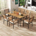 Tavolo da pranzo da esterno Costway da 160 cm per 6 persone con piano in legno di acacia e gambe in metallo