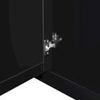 Credenza a 4 ante in nero / grigio chiaro / bianco con motivo a rombi, ripiani regolabili