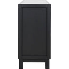 Credenza a 4 ante in nero / grigio chiaro / bianco con motivo a rombi, ripiani regolabili