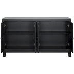 Credenza a 4 ante in nero / grigio chiaro / bianco con motivo a rombi, ripiani regolabili