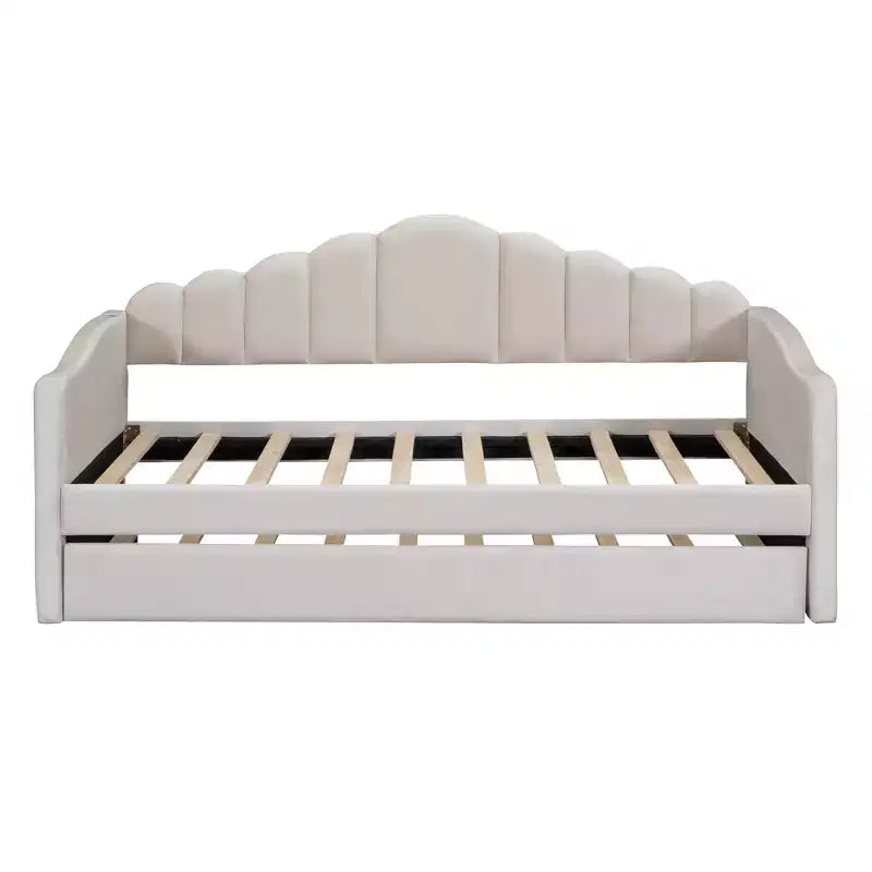 Divano letto singolo in velluto con letto estraibile/2 cassetti e porte di ricarica USB 4Q - ModernLuxe