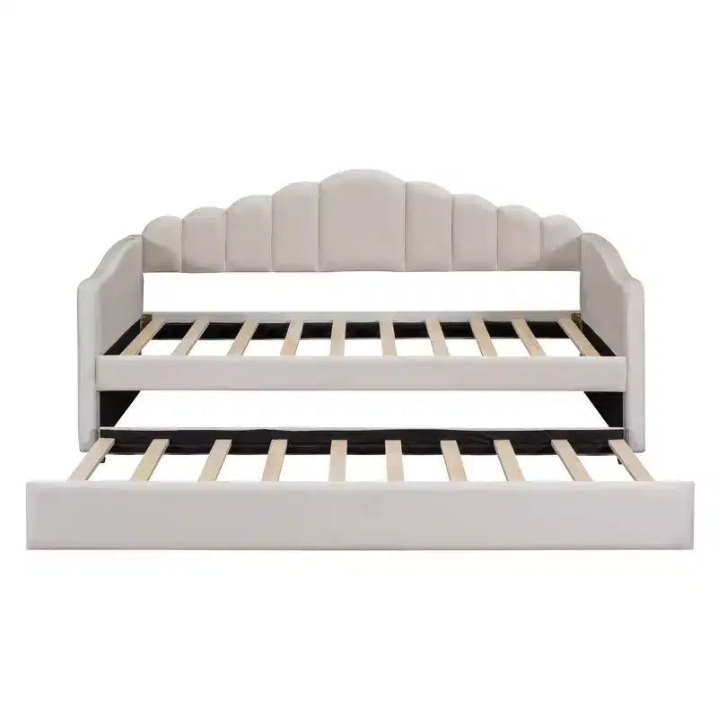 Divano letto singolo in velluto con letto estraibile/2 cassetti e porte di ricarica USB 4Q - ModernLuxe